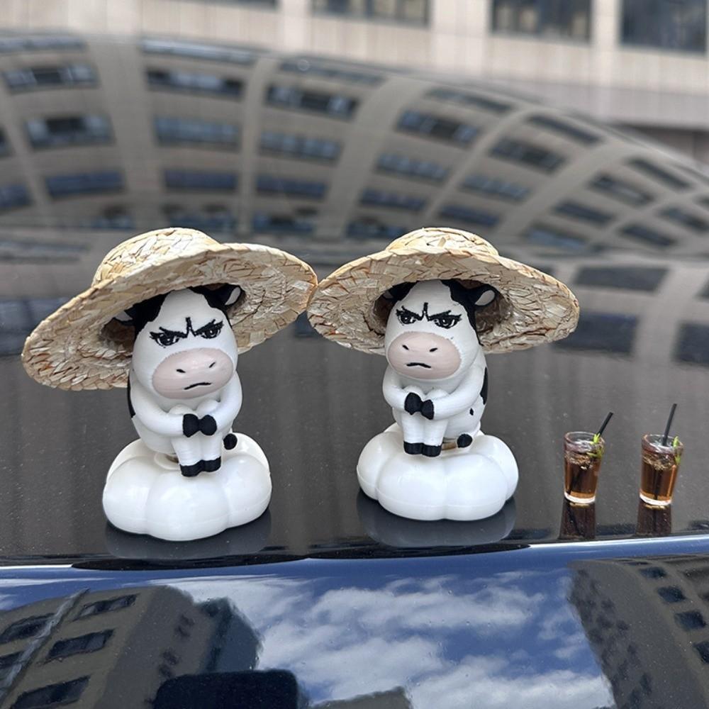 Cute Grass Cow Figure Ugly-cute Car Ornament Emo Center Console Decoration Center Console