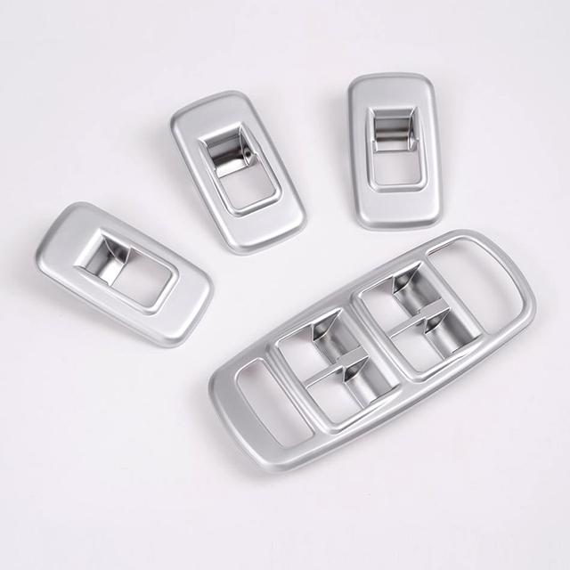 4Pcs/Set ABS Car Door Window Lift Switch Button Panel Cover Trim Stickers Fit For Jaguar XE Auto Interior