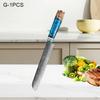 WXCOO 1-6pcs Damascus Steel Kitchen Knives Set Professional Japanese Santoku Knife Fruit Paring Utility Handle Blue Resin Set