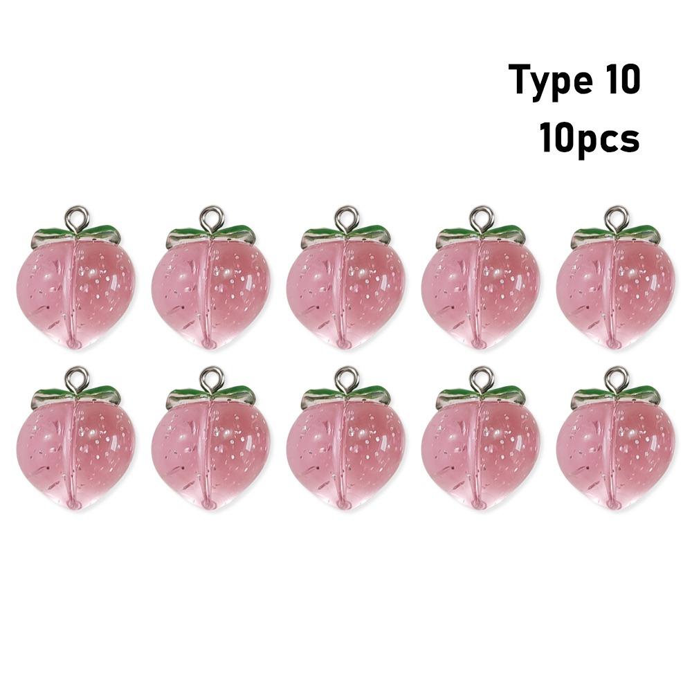 10pcs DIY Peach Flat Resin Charms Pendant 3D Fruit Pendants Jewelry Making Accessories