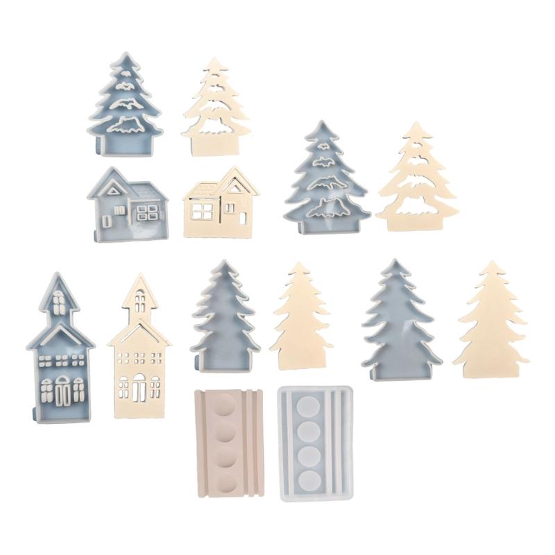 Силиконовые формы для рукоделия, полимерные формы, форма дома для рождественской елки, формы для легкого деформирования, формы для подсвечников, силиконовая текстура