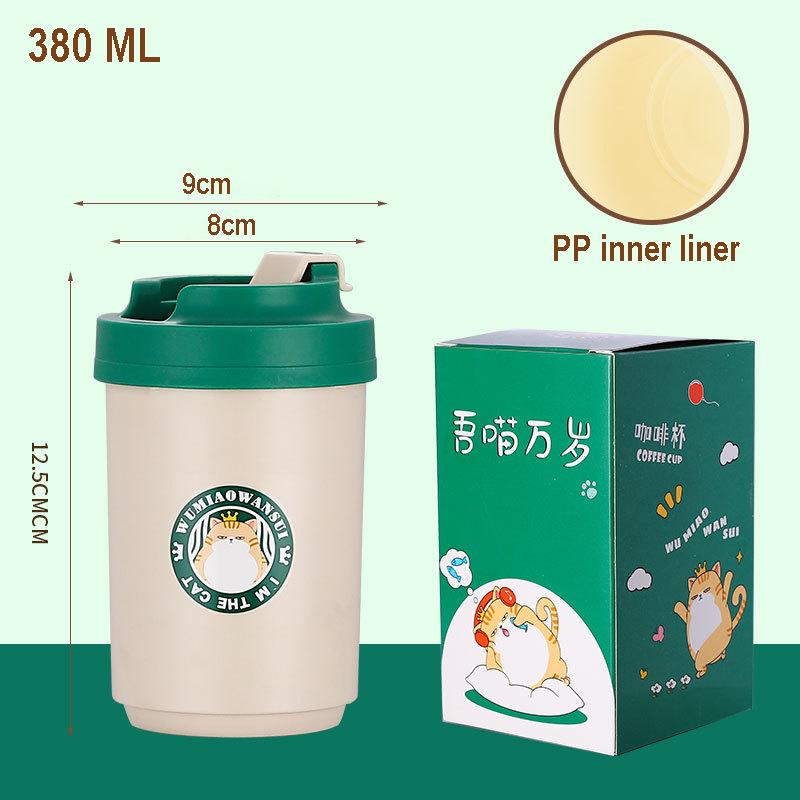 Stainless Steel Coffee Mug Double Layer Cup with Lid Water Cup Portable Cartoon Mug Gift Temperature Portable Vacuum Flasks Cup