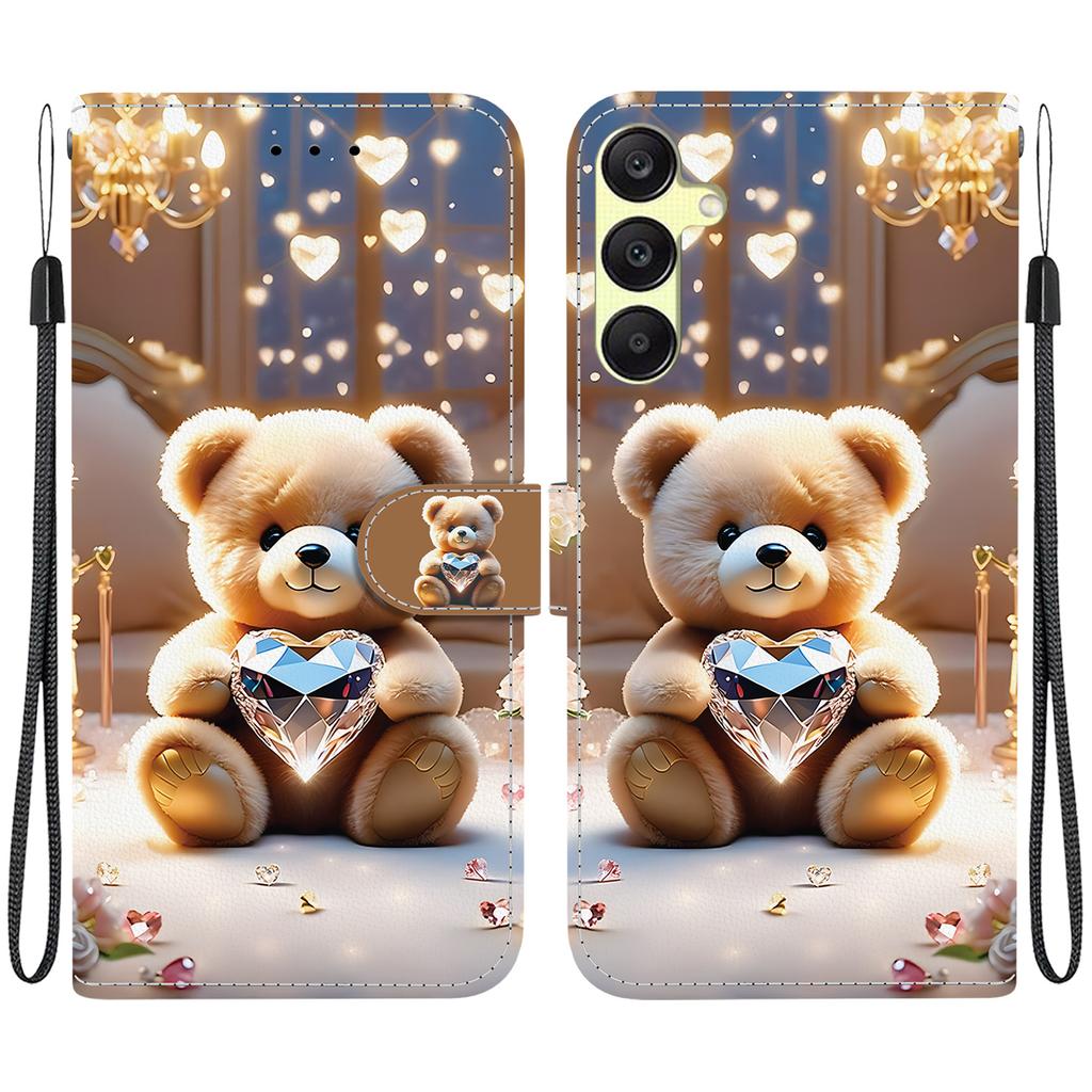 Чехол-книжка из искусственной кожи ручной работы для Samsung Galaxy A25 (SM-A256E/A256B)- Противоскользящий ударопрочный чехол с ремешком на запястье и дизайнами в виде сердец/роз и кошек