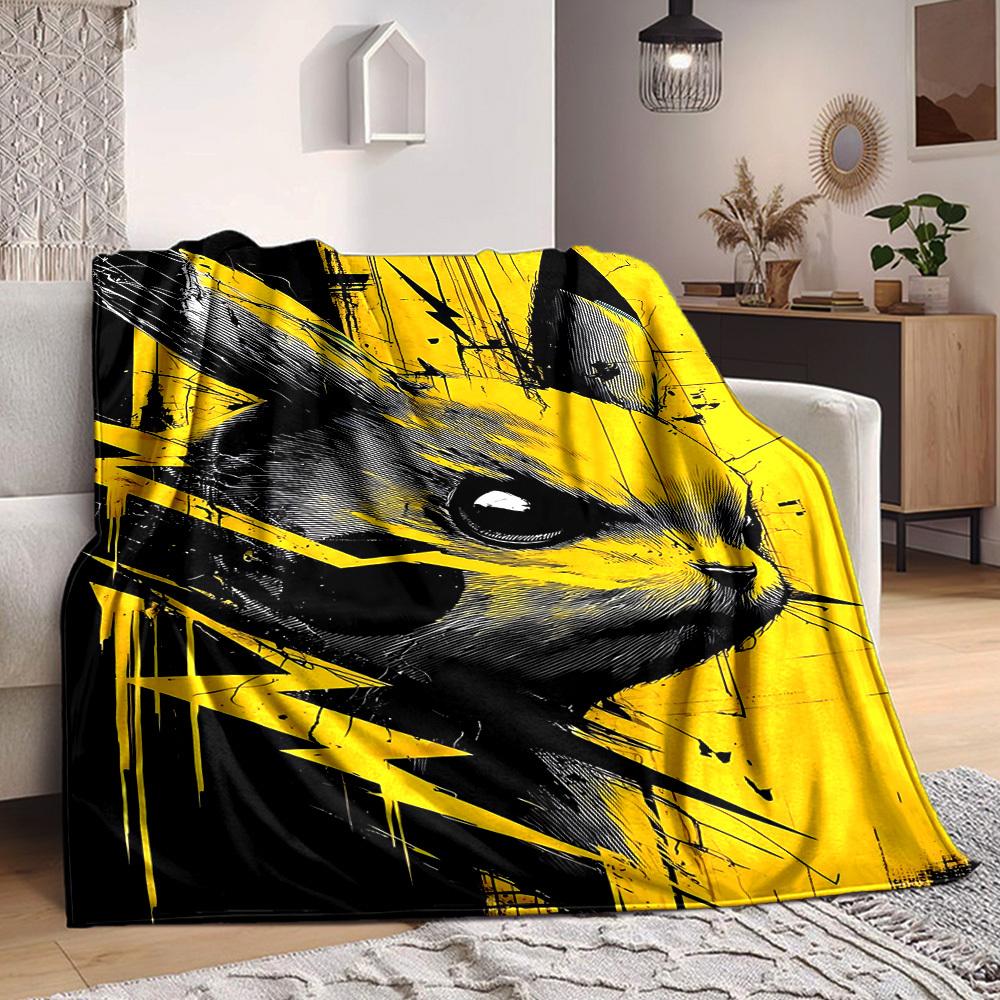 1PC Pikachu Blanket Soft Warm All Season Throw for Sofa, Bed, Car, Office Vibrant Colorful Design, Durable & Cozy Gift