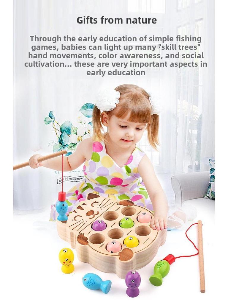 CPC Kids Магнитная игра «Рыбалка с котятами» – деревянная развивающая игрушка для тренировки концентрации