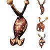 Boho Women Elephant Dolphin Fish Animal Leaf Pendant Beaded Wooden Long Necklace