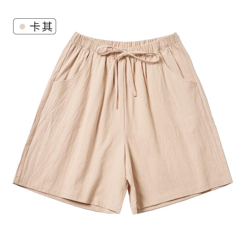 Spring and Summer New Cotton and Linen Shorts Women's Outer Wear Thin A- Shown Wide Leg High Waist Slimming Plus Size Loose Casual Shorts for Women