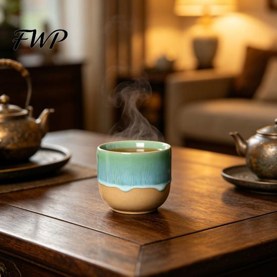 Ceramic Coffee Mug Handmade Handleless for Hot Cold Drinks 150ml Rustic Stoneware Cup Tea Easy to Clean Unique Gift Lovers Beverage