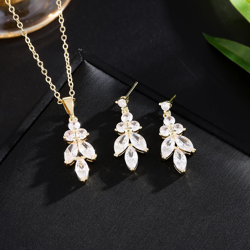 ZAKOL Luxury Marquise CZ Jewelry Set For Women Elegant Teardrop Crystal Dangle Earrings Bridal Wedding Party Jewelry Accessories