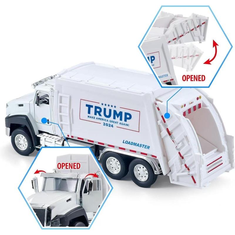 Patriotic Pull-Back Garbage Truck Toy,Trump Garbage Truck Collectibles,ABS Plastic Vehicle for Kids, Fun Collectible Car for Pretend Play and Racing