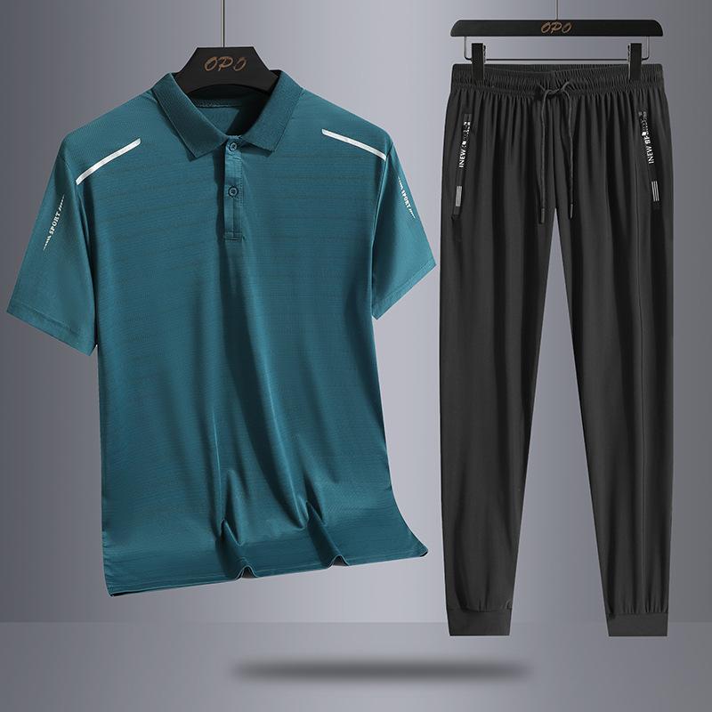 Футболка с короткими рукавами, шорты, комплект поло для льда, комплект из двух предметов, мужской летний комплект из двух предметов