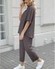 2025 Европейско-американский весенне-летний однотонный комплект из двух предметов: Универсальный комплект: брюки клеш и топ