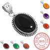 925 Sterling Silver Pendant Women Gemstone Handmade Jewelry Halloween Gift Amber Amethyst Black Onyx Carnelian Garnet Quartz Green Onyx Gold Stone