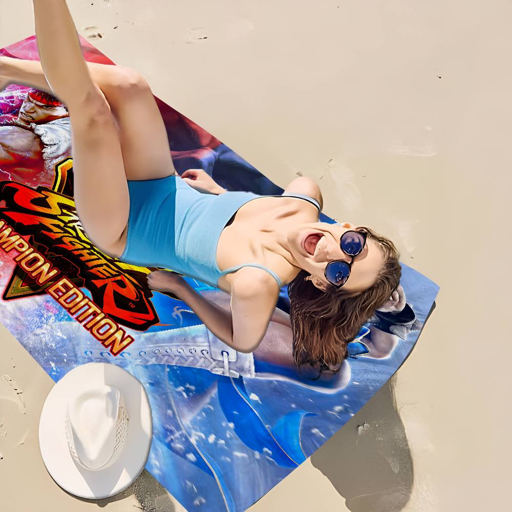 Street Fighter Retro Gamer Microfiber Printed Beach Towel Mountain Climbing Yoga Beach Swimming Running Absorbent Soft Towel
