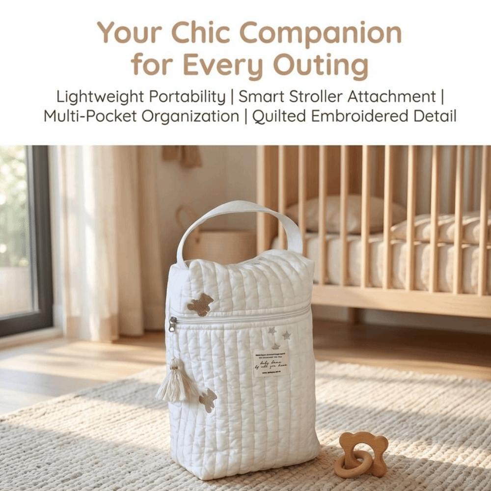 Quilted Baby Diaper Bag Large Capacity Embroidery Mommy Bag Handbags Diaper Organizer  Newborn