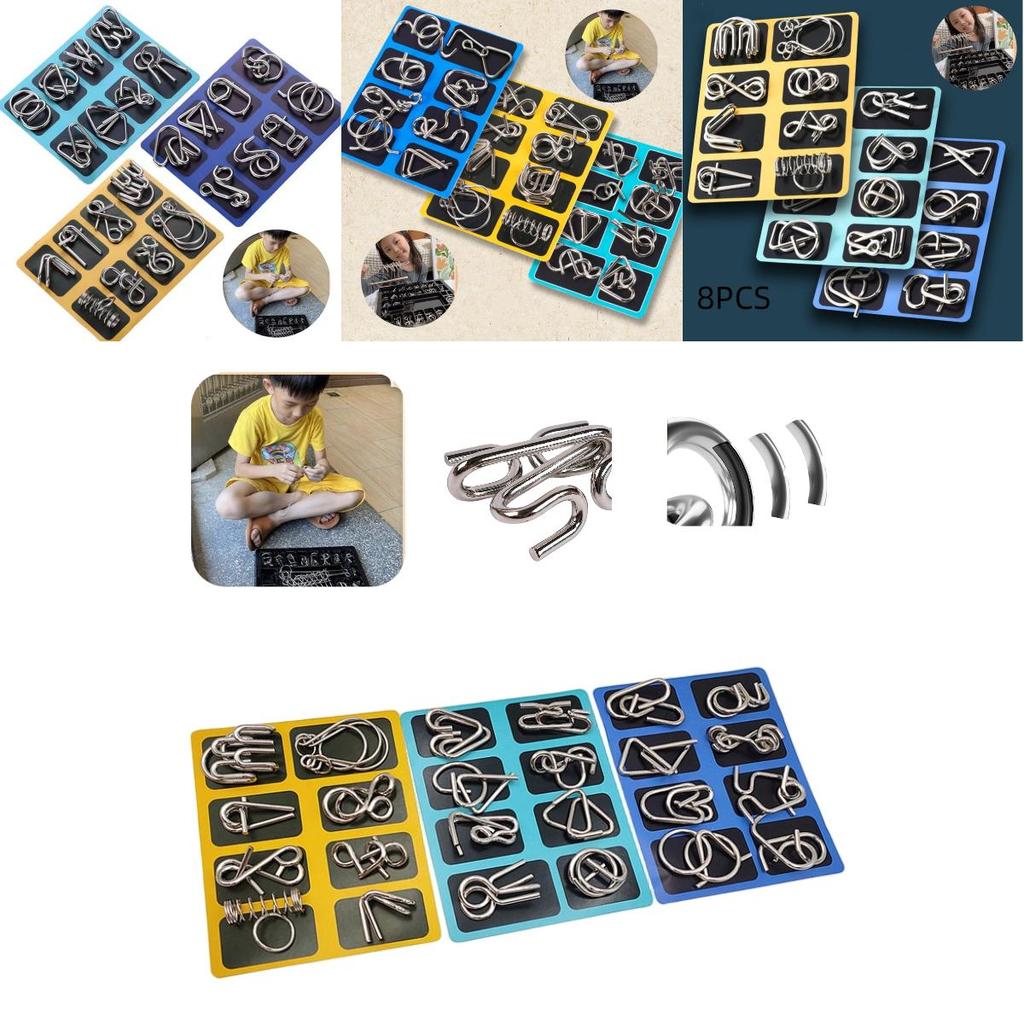 Детский набор развивающих игрушек Головоломка «Девять связанных колец», Подарок-головоломка, Полный набор разблокируемых колец, Восемь штук, Замок Лу Баня