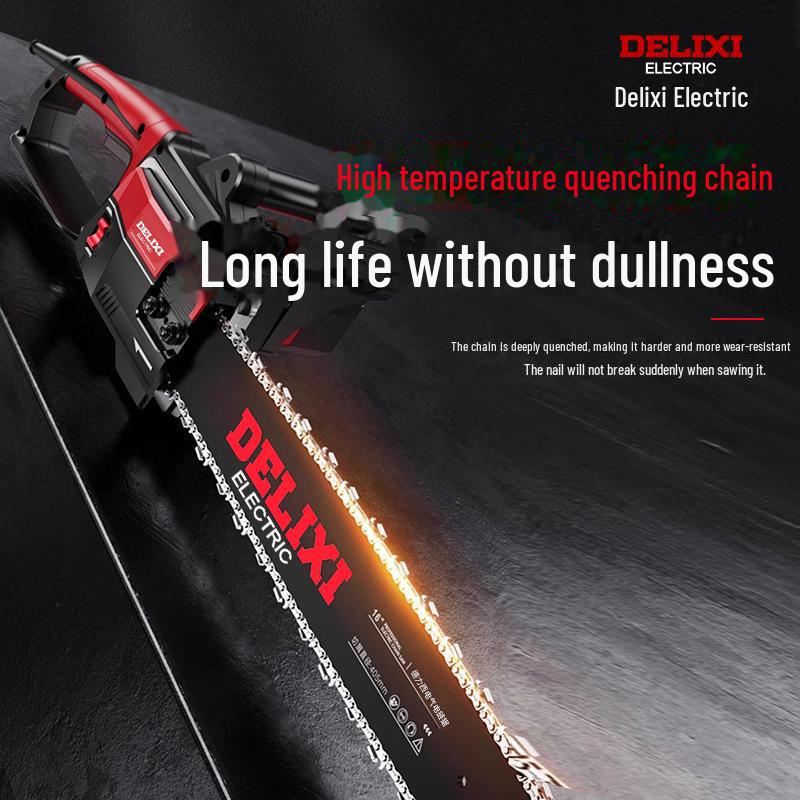 Delixi Handheld Electric Chainsaw: Compact Logging and Firewood Cutting Tool for Home and Outdoor Use