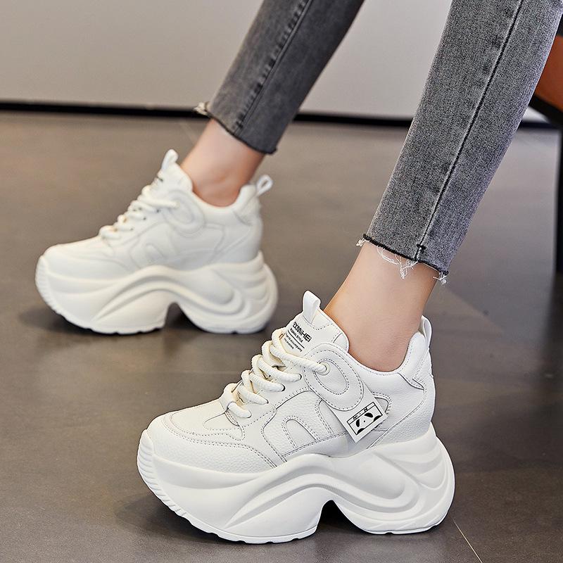 Women's Breathable 8cm Height-Increasing Dad Shoes, Thick-Soled Mesh Casual Sports Sneakers A8860