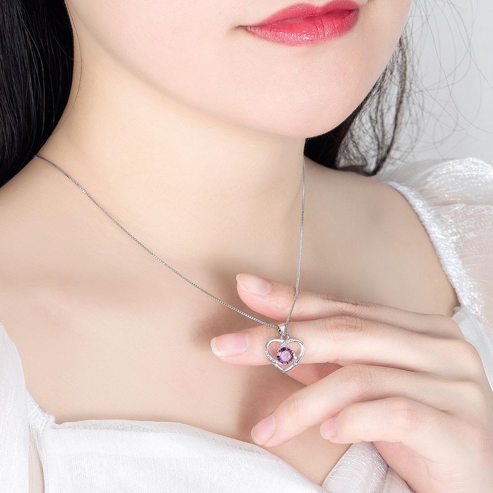 Посеребренная форма сердца с бриллиантовой подвеской ожерелье в форме сердца простая модная подвеска темперамент