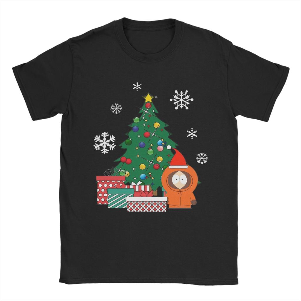 Men Mr Garrison Around The Christmas Tree South-Park T Shirts Pure Cotton Clothes Short Sleeve Crewneck Tees T-Shirts