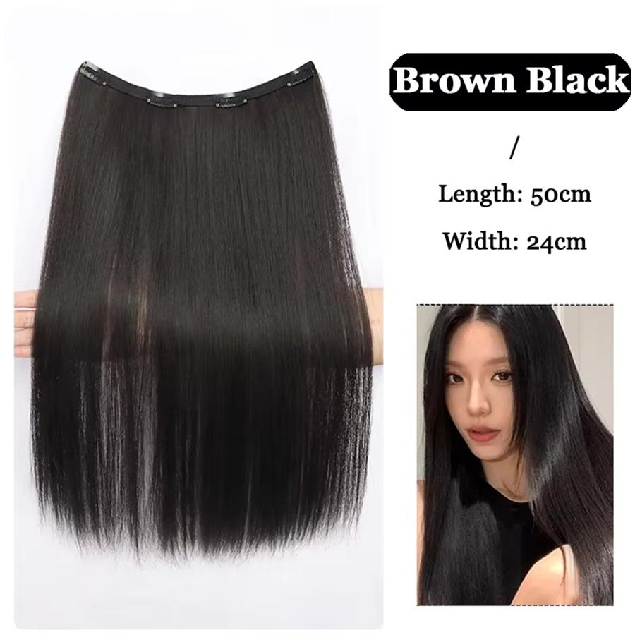 Synthetic Long Straight Clip In One Piece Hair Extension 4 Clips Inner Layer Hidden Hair Hair Piece Wig