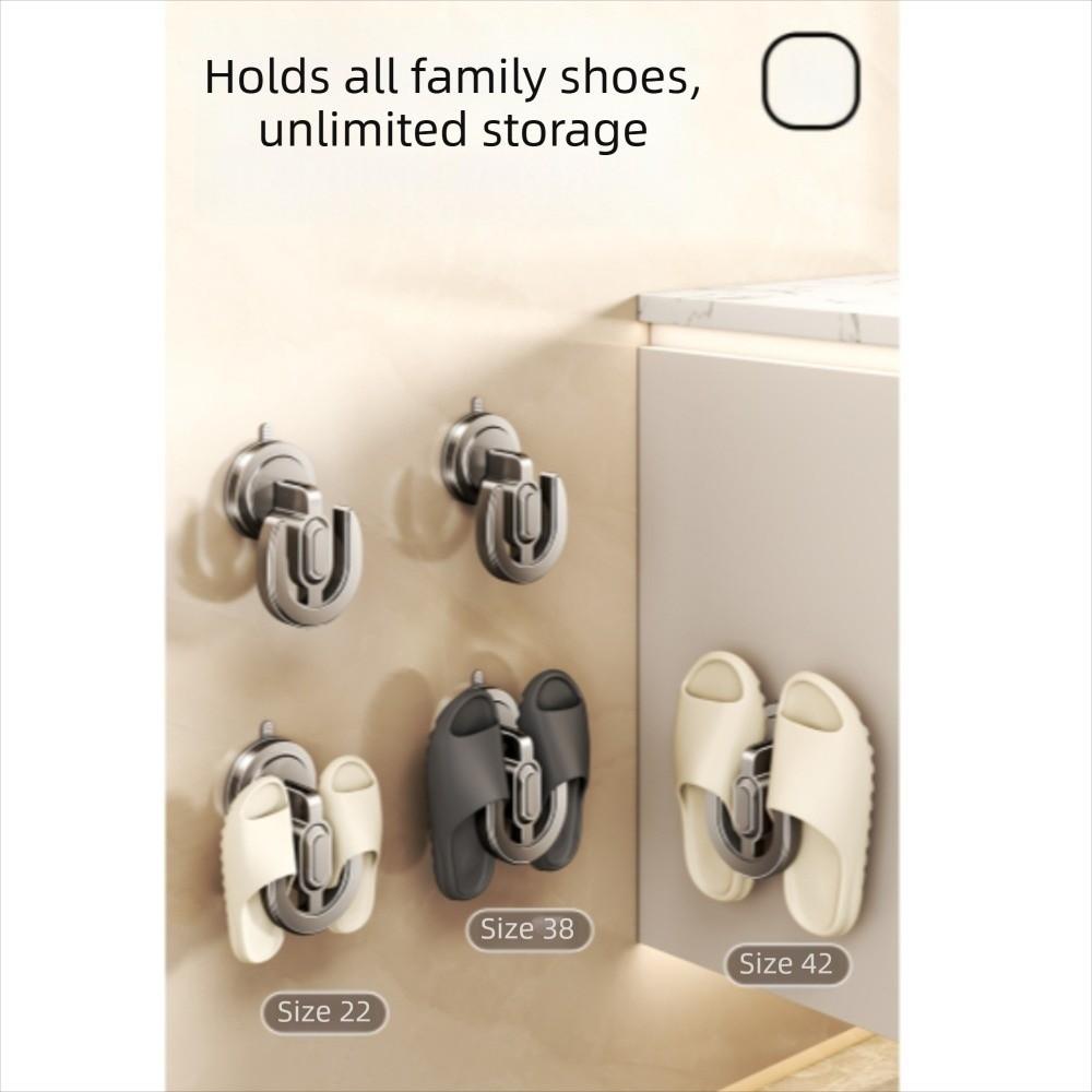 2pcs No Punching U-shaped Slipper Rack Suction Cup Bathroom Sandal Holder  Balcony