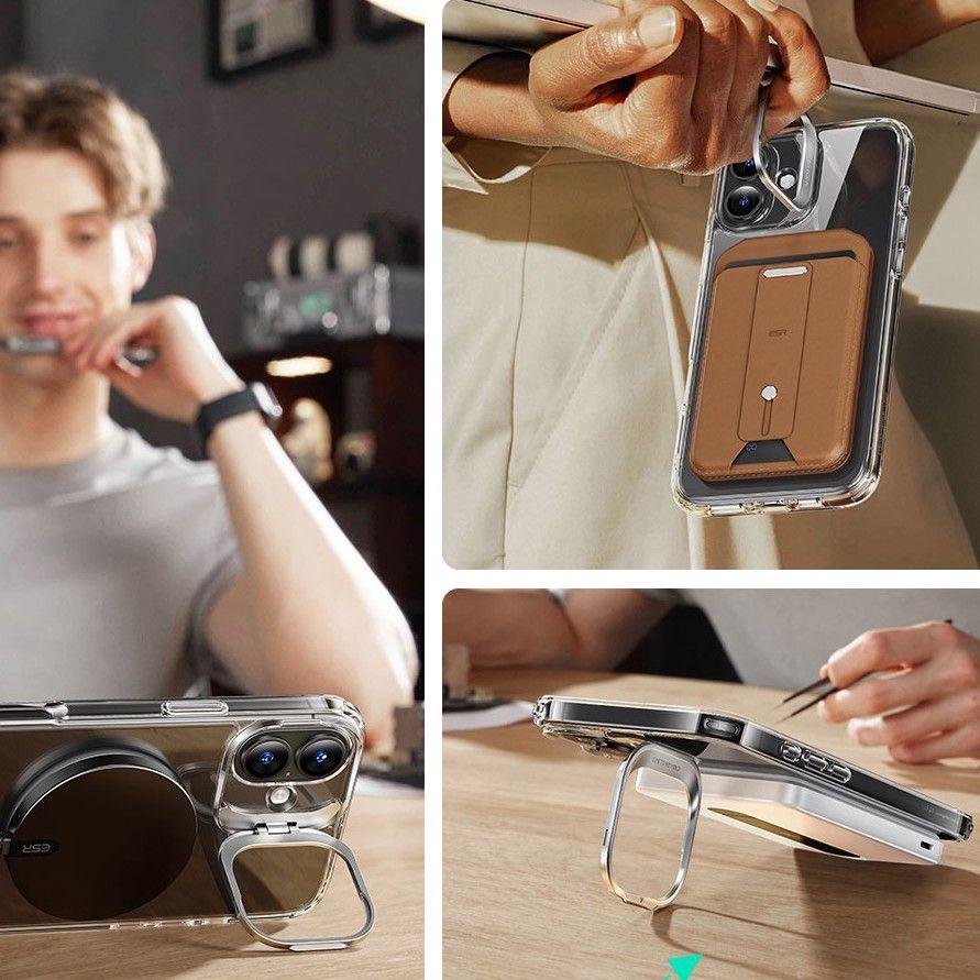 Esr Classic Hybrid Kickstand Halolock Magsafe & Tempered Glass Iphone 16 Clear