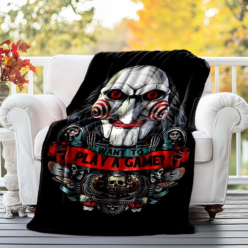 Saw Movie Flannel Blanket Soft All-Season Throw, Design for Camping, Car Travel, Hiking Sofa, Bed, Office Perfect Gift for Parties