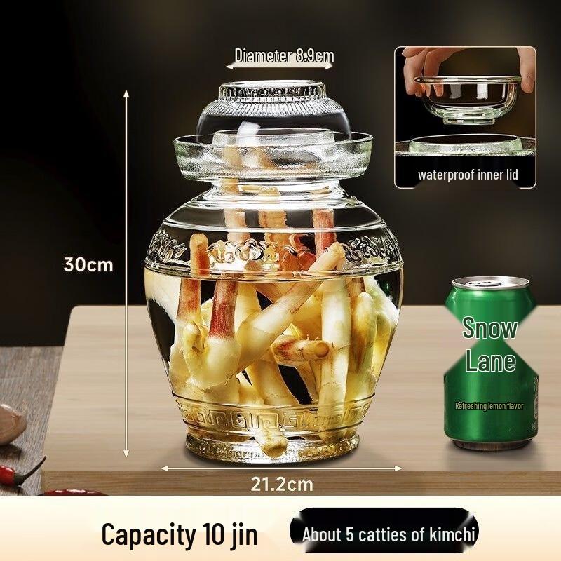 JINGRX Thickened Glass Pickling & Sauerkraut Jar
