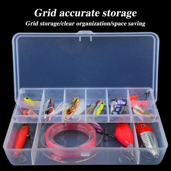 Clear Fishing Lure Box Double-layer Multi-Compartments Portable Waterproof Heavy Duty Artificial Fishing Bait Accessories Organizer Storage Container