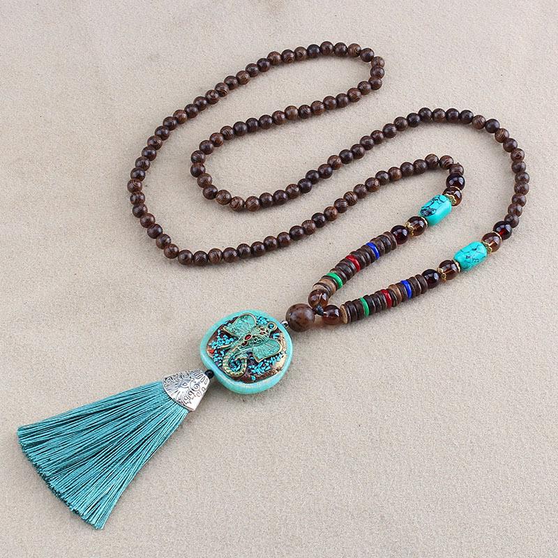 Ожерелье Непал Boho Женщины Длинный Свитер Цепи Кулон Кисточкой Винтаж Этнические Подарки