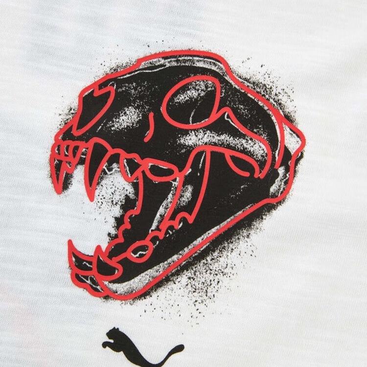 Puma Графическая эмблема Спортивная повседневная тренировочная футболка с коротким рукавом Дышащая Мужские топы Белый 525099-02