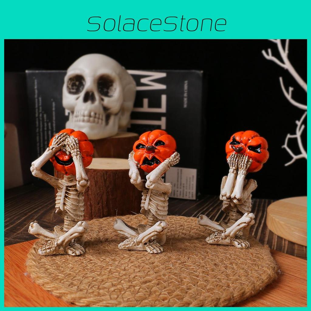 Horror Resin Pumpkin Skull Decor Set For Halloween Party And Home Yard Display
