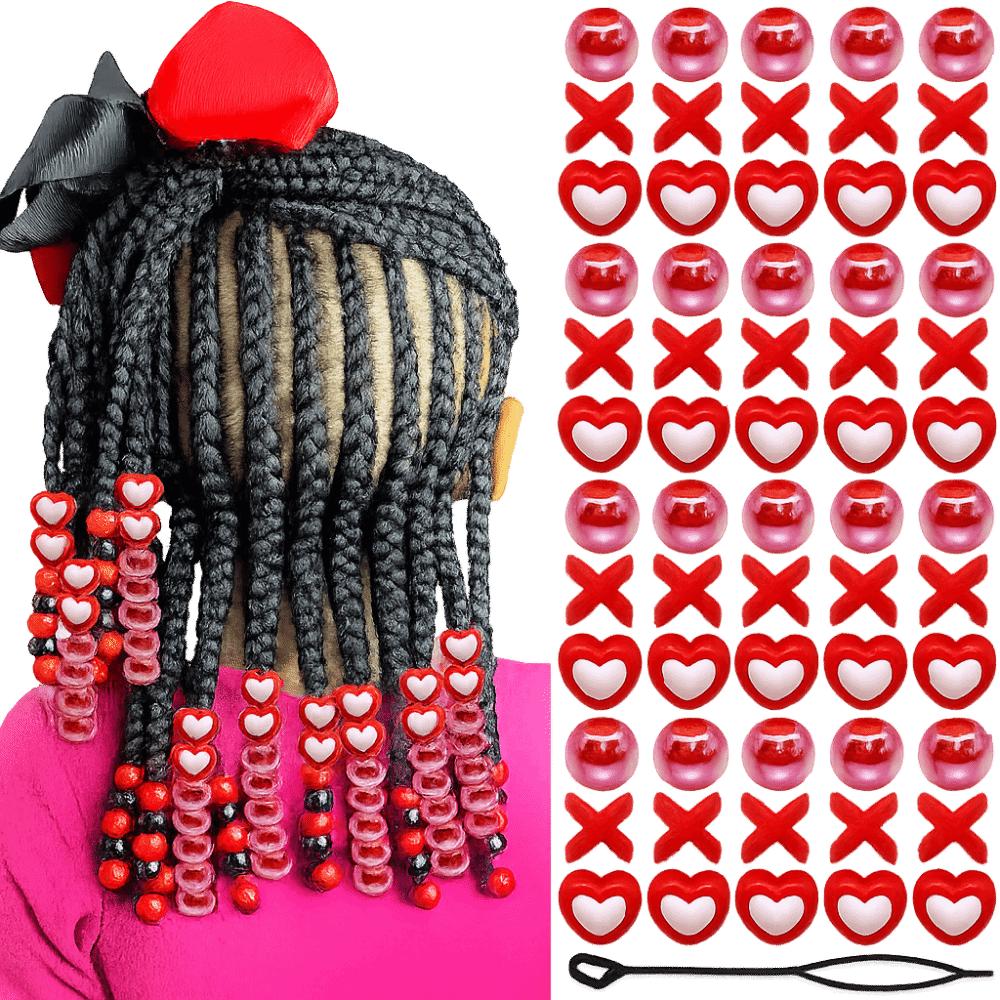 Multi-Color Colorful Hair Beads Kits Love Heart Dreadlock Braids Decor Boys