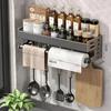 Wall Mounted Kitchen Storage Rack Multifunctional Waterproof  Holder Seasoning Storage Rack Large Capacity Tool Storage Rack