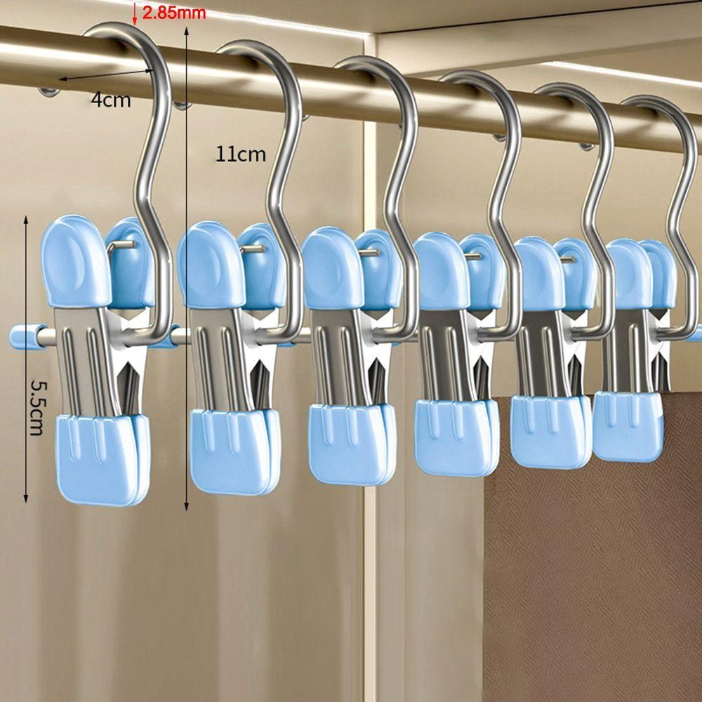 1/5/10PCS Windproof Stainless Steel Pants Clip with Hook Home Storage Rack for Household