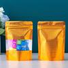 Golden Embossed Window Standing Sack Light Luxury High-end Food Packaging Bag Transparent Visible Sealed Moisture-proof Bag, Snack, Nut Packaging Bag