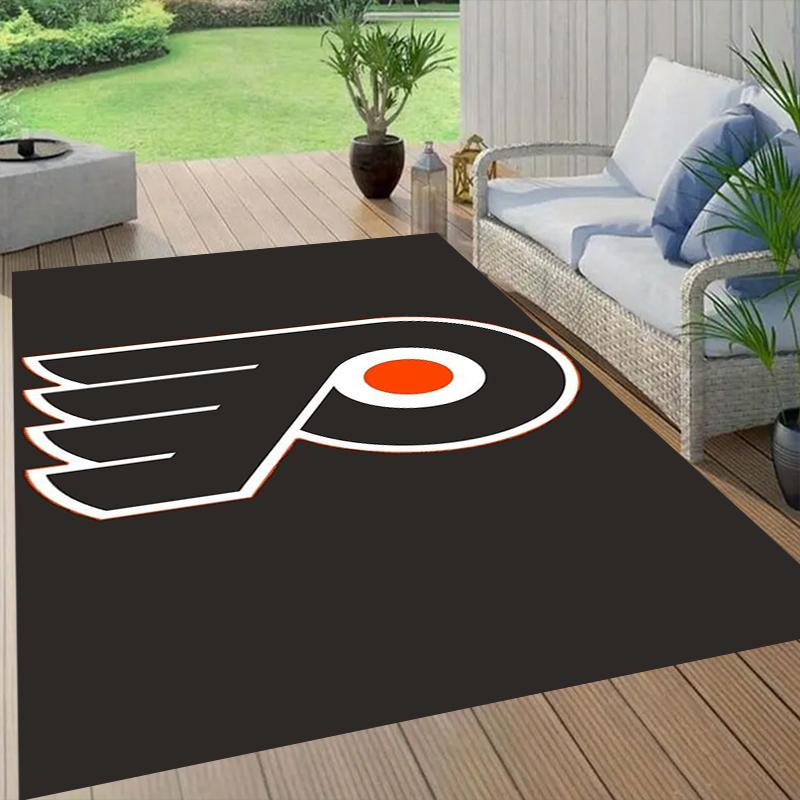 Flyers Hockey Team Football Pattern Soft Area Rug Non Slip Indoor Floor Carpet Sports Decor Mat for Bedroom