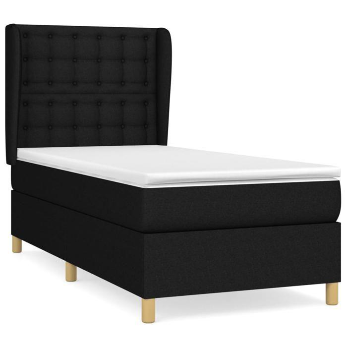 Maison Exclusive - Sommier à lattes de lit et matelas Noir 80x200 cm Tissu