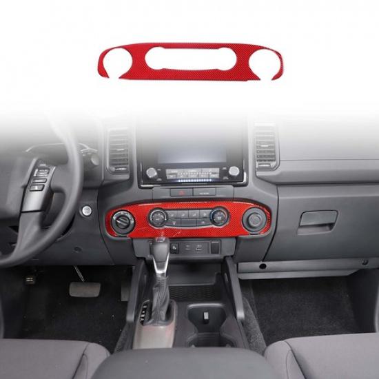 Red Carbon Interior AC Trim Sticker For Nissan Frontier D41 Extended Cab 2024+