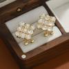 Sparkling Square Zirconia Flower Luxury Earring For Women Party Jewelry Accessories Gifts