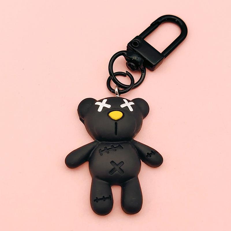 Прохладный черный медведь брелок для ключей кофейная чашка крышка от бутылки кролик кулон автомобильный брелок для ключей рюкзак подвески сумка Декор аксессуары