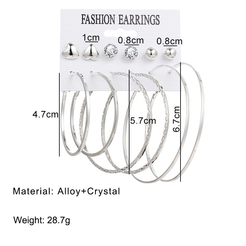 Набор круглых сережек в форме геометрического сердца Набор сережек в стиле ретро
