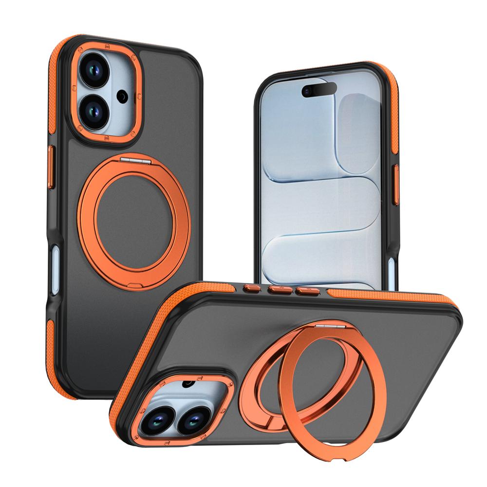 KEYSION Matte Translucent Magnetic Phone Case for MagSafe for iPhone 17 Pro Max 17 Air 360° Rotating Ring Stand Shockproof Cover
