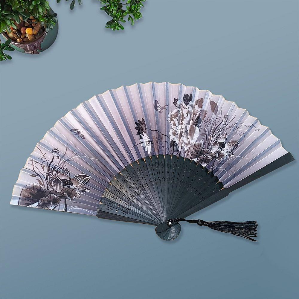 Красочный винтажный складной веер с бамбуковым черенком, классический танцевальный веер, ручной веер, аксессуары для одежды