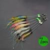 7pcs Luminous Shrimp Soft Lure - Glow In the Dark Fishing Lure with Hooks & Swivels