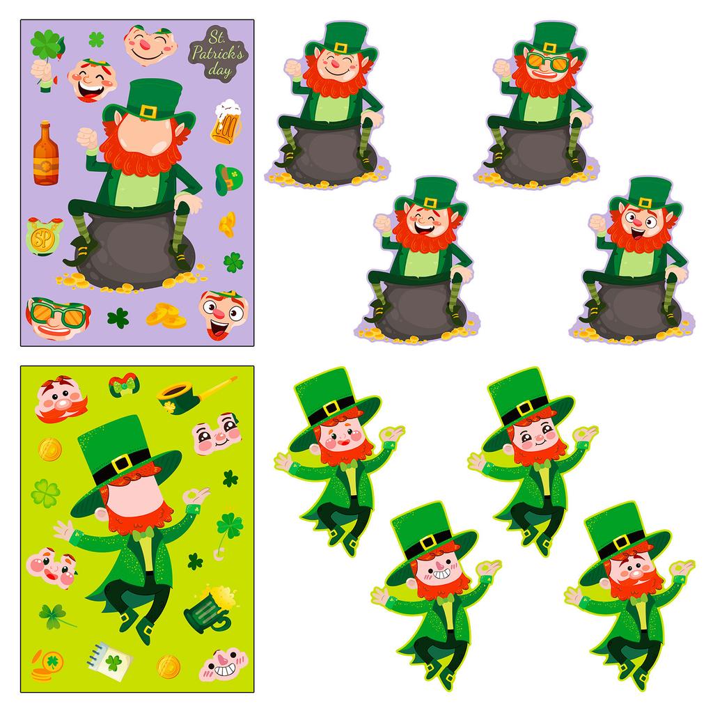 6 Packs of St. Patrick's Festival Independent DIY Cute Wind Parent-Child Interactive Baby Puzzle Change