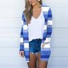 Женский кардиган в полоску с открытым передом и длинными рукавами и карманами, свободное пальто