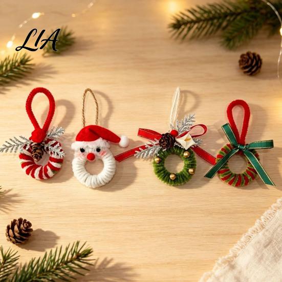 Handcrafted Pine Cone Ornaments Handmade Pipe Cleaner Christmas Ornament, Finished Chenille Stems Wreath Crafts Small Decorative Keepsake Accessories