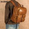 Men's Genuine Leather Multi-Pocket Travel Backpack: Large Capacity, Versatile, and Ideal for Casual Outdoor Adventures.